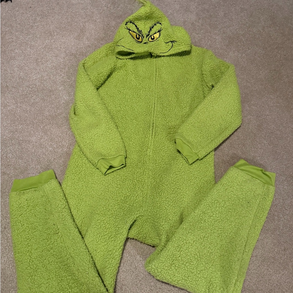 The Grinch one piece zip up pajamas/lounge outfit- youth XL 14